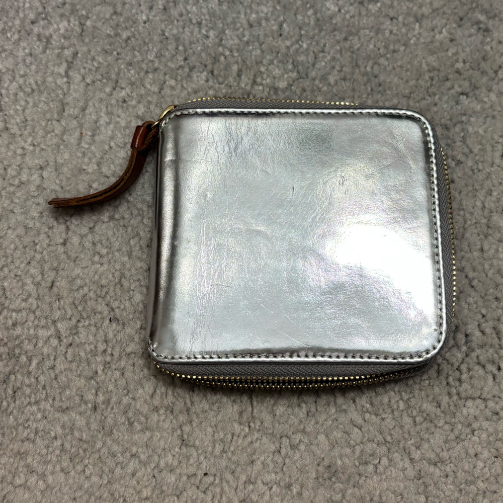 Clare V Silver Leather Zip Wallet